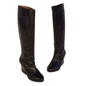 Dries Van Noten Vintage Tall Black Leather Boots